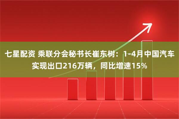 七星配资 乘联分会秘书长崔东树：1-4月中国汽车实现出口216万辆，同比增速15%